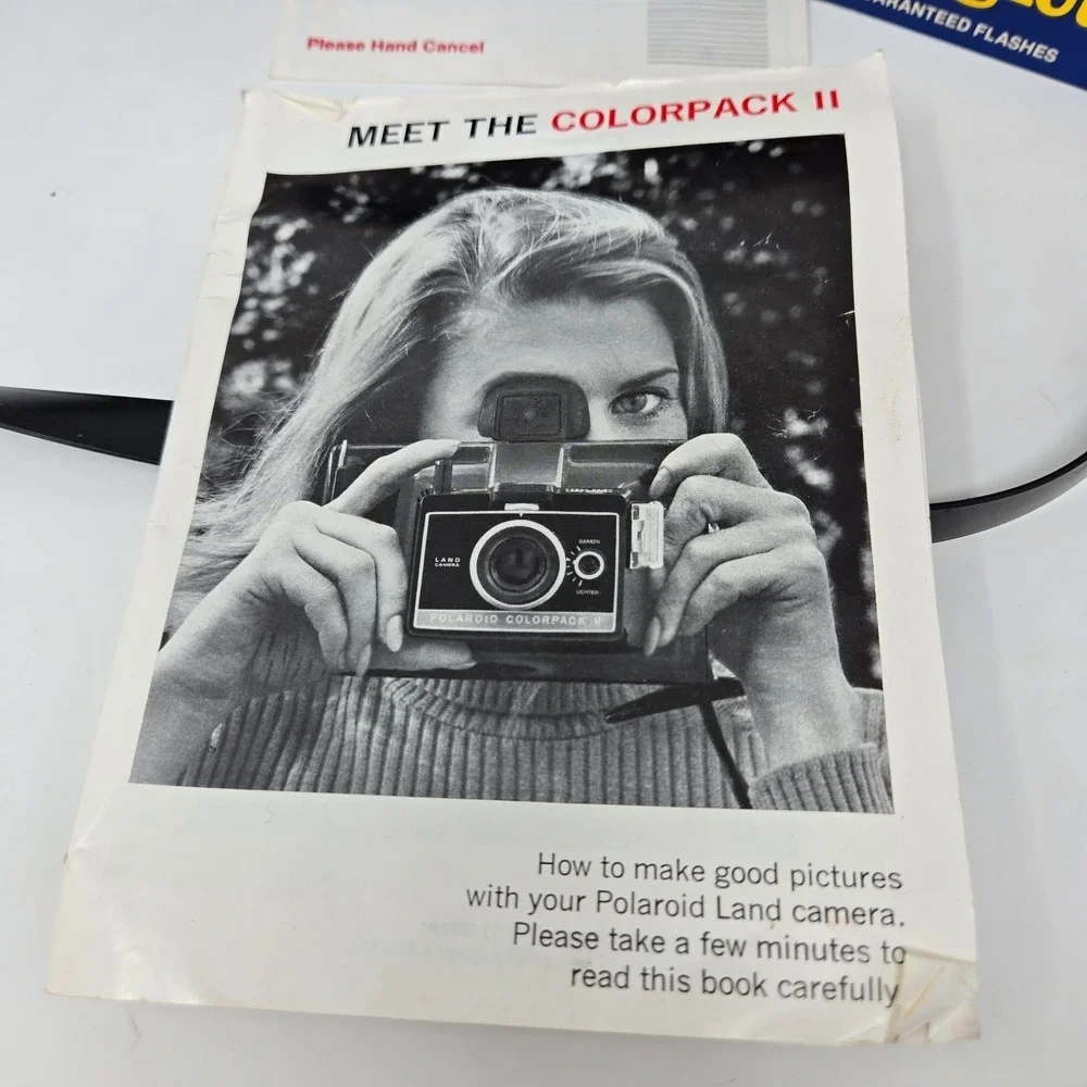 Polaroid Colorpack II Land Camera Instant Film with Flash Bulbs Manual Hard Case
